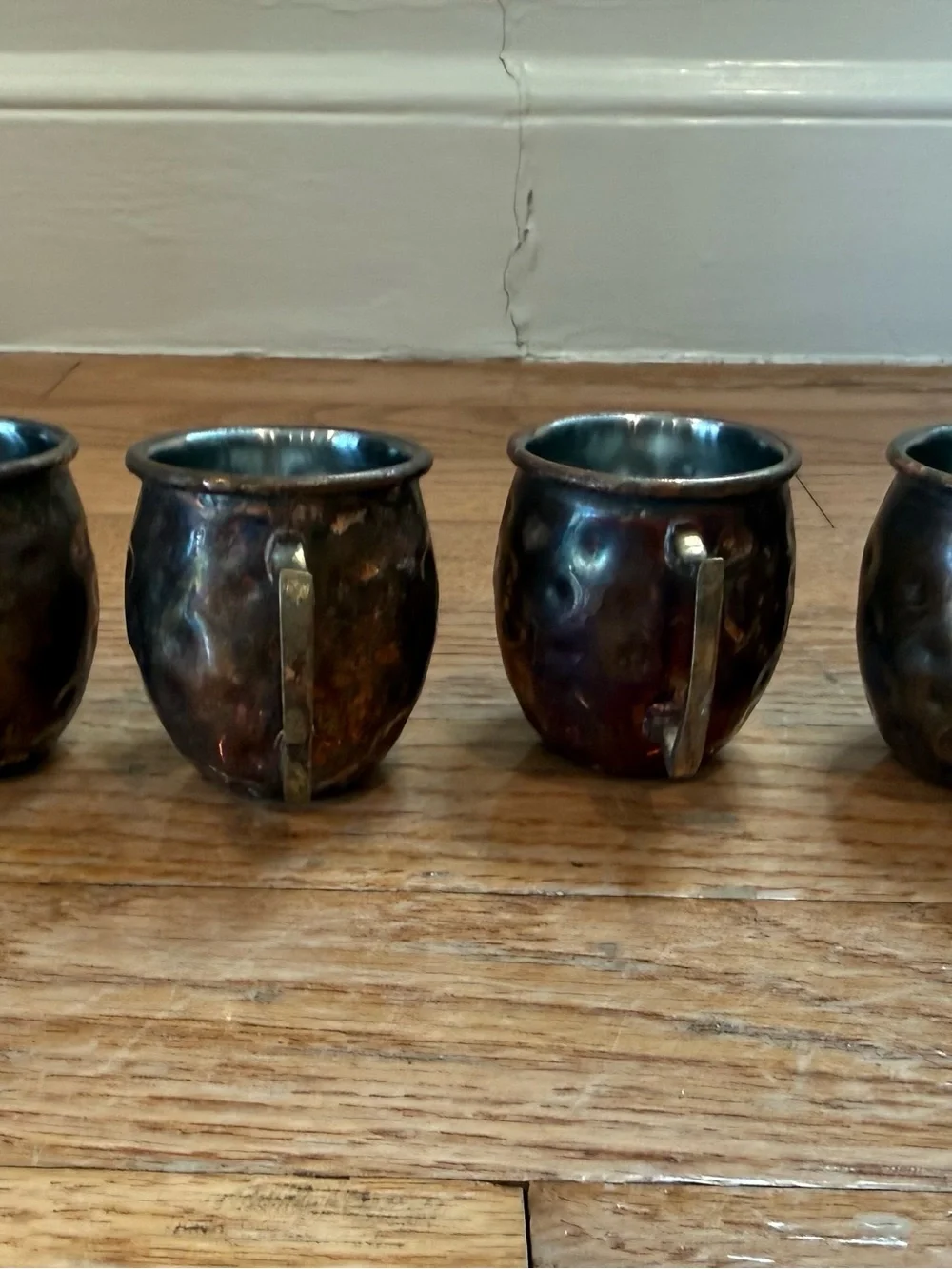 Set of 4 Copper Moscow Mule Mugs with Hammered Finish shot glasses